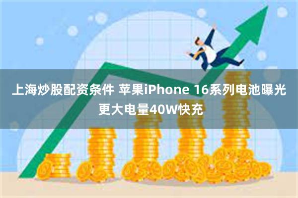 上海炒股配资条件 苹果iPhone 16系列电池曝光 更大电量40W快充