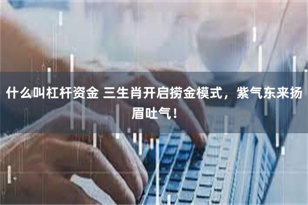 什么叫杠杆资金 三生肖开启捞金模式，紫气东来扬眉吐气！