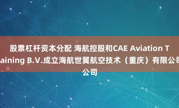 股票杠杆资本分配 海航控股和CAE Aviation Training B.V.成立海航世翼航空技术（重庆）有限公司